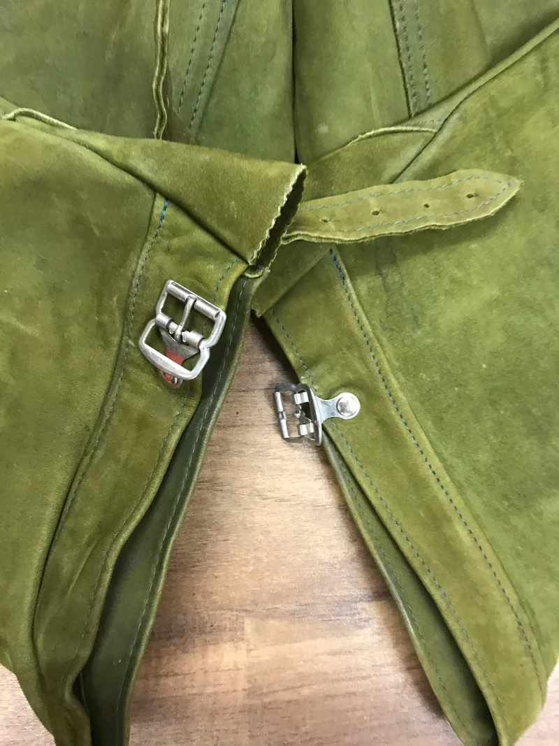 Vintage Lederhose Herren Kniebund Gr. ca. 56 – grün Trachtenhose Echtleder