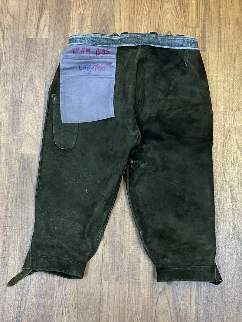 Vintage Lederhose Herren Kniebund Gr. ca. 48 – grün Trachtenhose Echtleder 90er