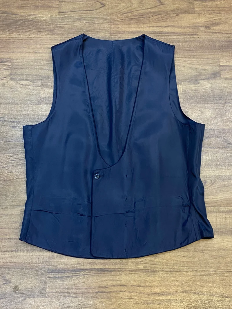 Vintage Smokingweste dunkelblau gestreift zweireihig Gr. 50