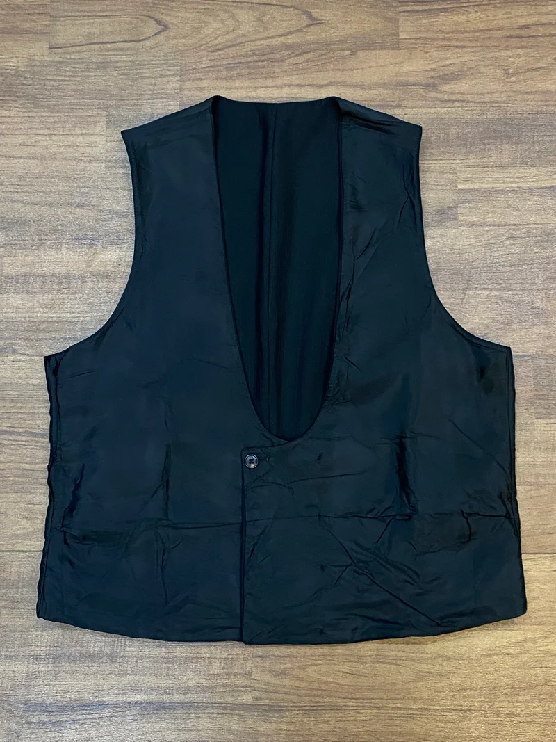 Vintage Smokingweste schwarz gestreift zweireihig Gr. 52