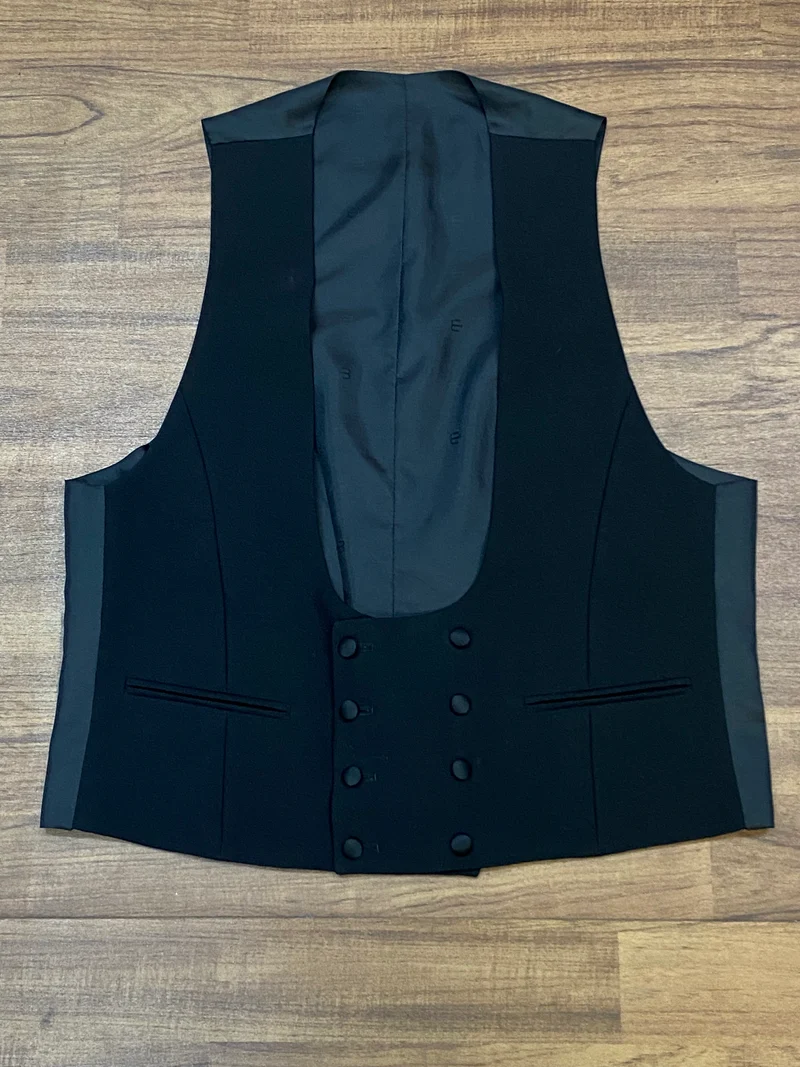 Vintage Smokingweste schwarz zweireihig Gr. 25 Kurzgröße