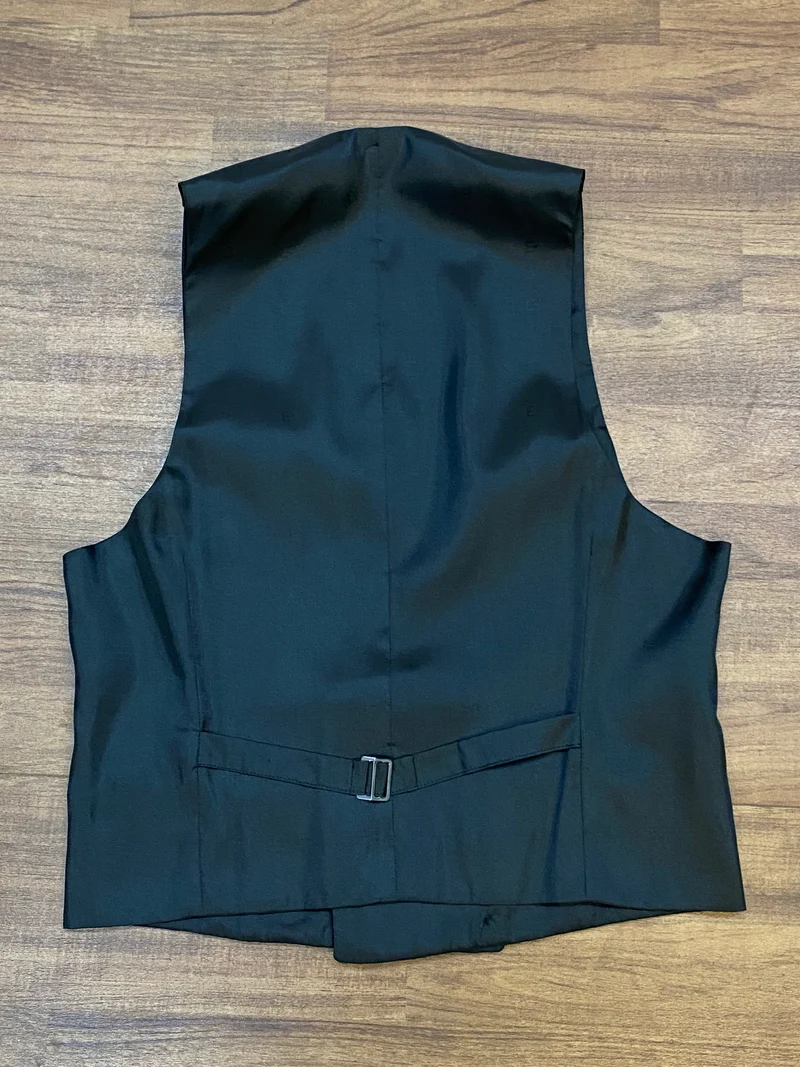 Vintage Smokingweste schwarz Schurwolle zweireihig Gr. 48