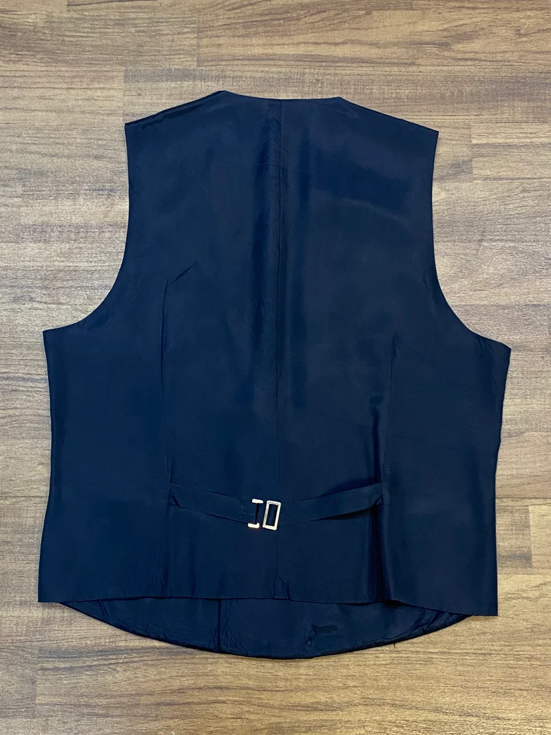 Vintage Smokingweste dunkelblau gestreift zweireihig Gr. 48