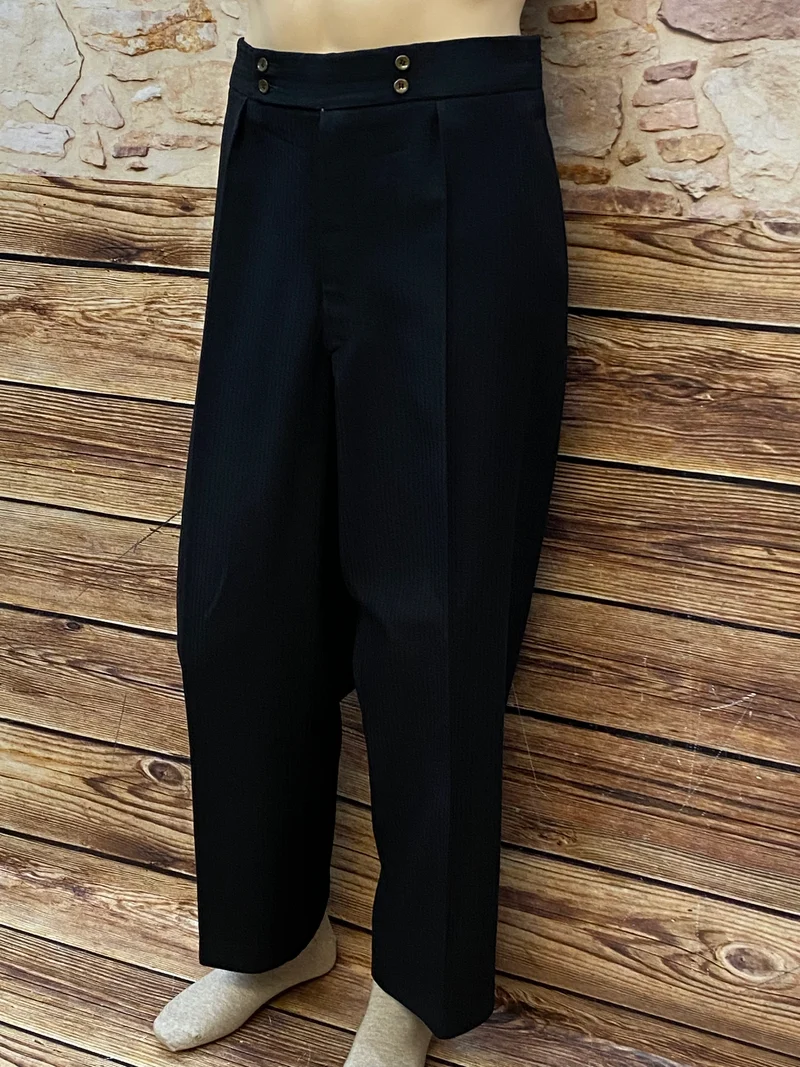 Vintage-Hose Herren 80er Jahre schwarz, leichte Streifen Gr.56