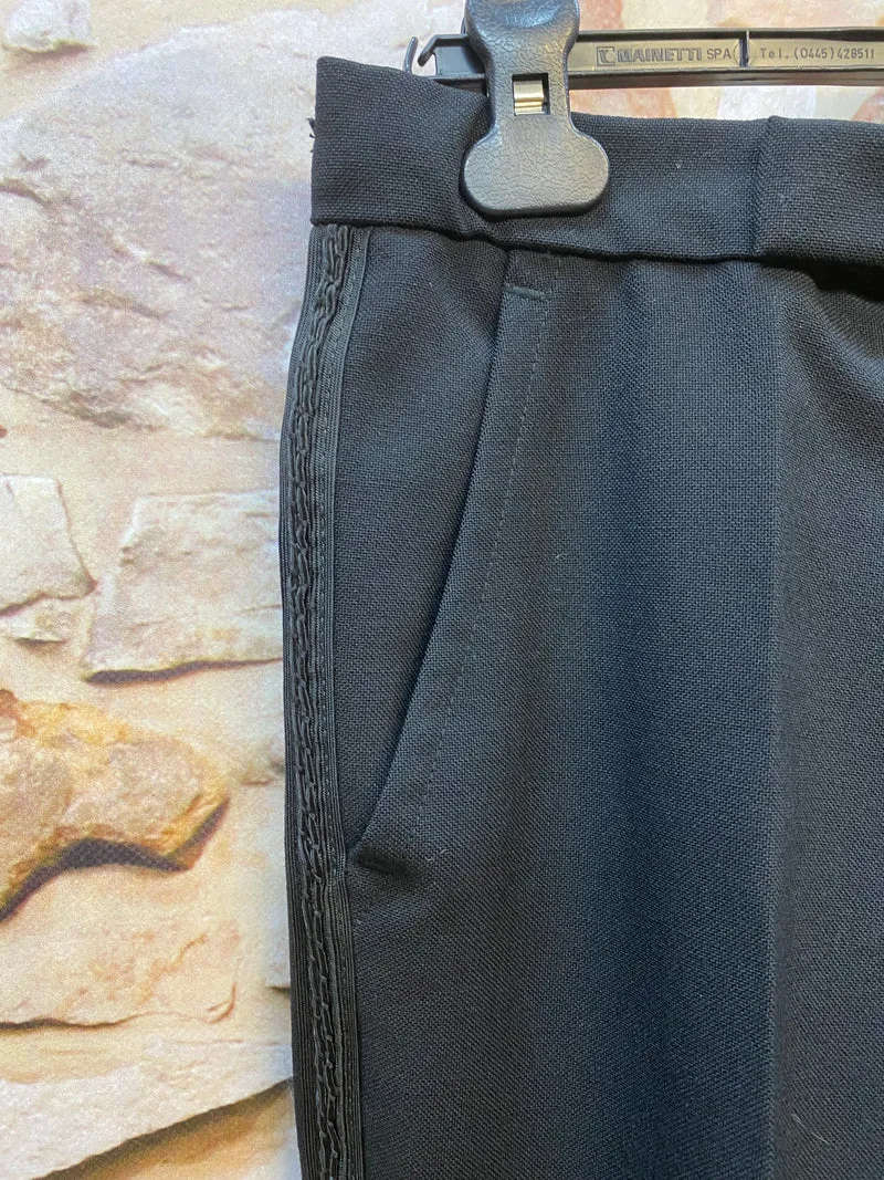 Vintage Smokinghose Herren Schwarz – Schurwolle mit Grosgrain-Detail