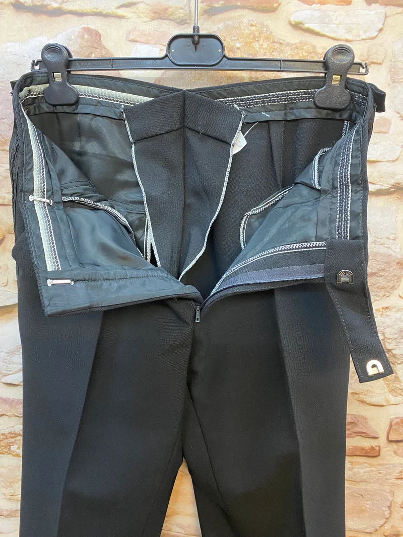 Vintage Smokinghose Herren Schwarz – Schurwolle mit Grosgrain-Detail