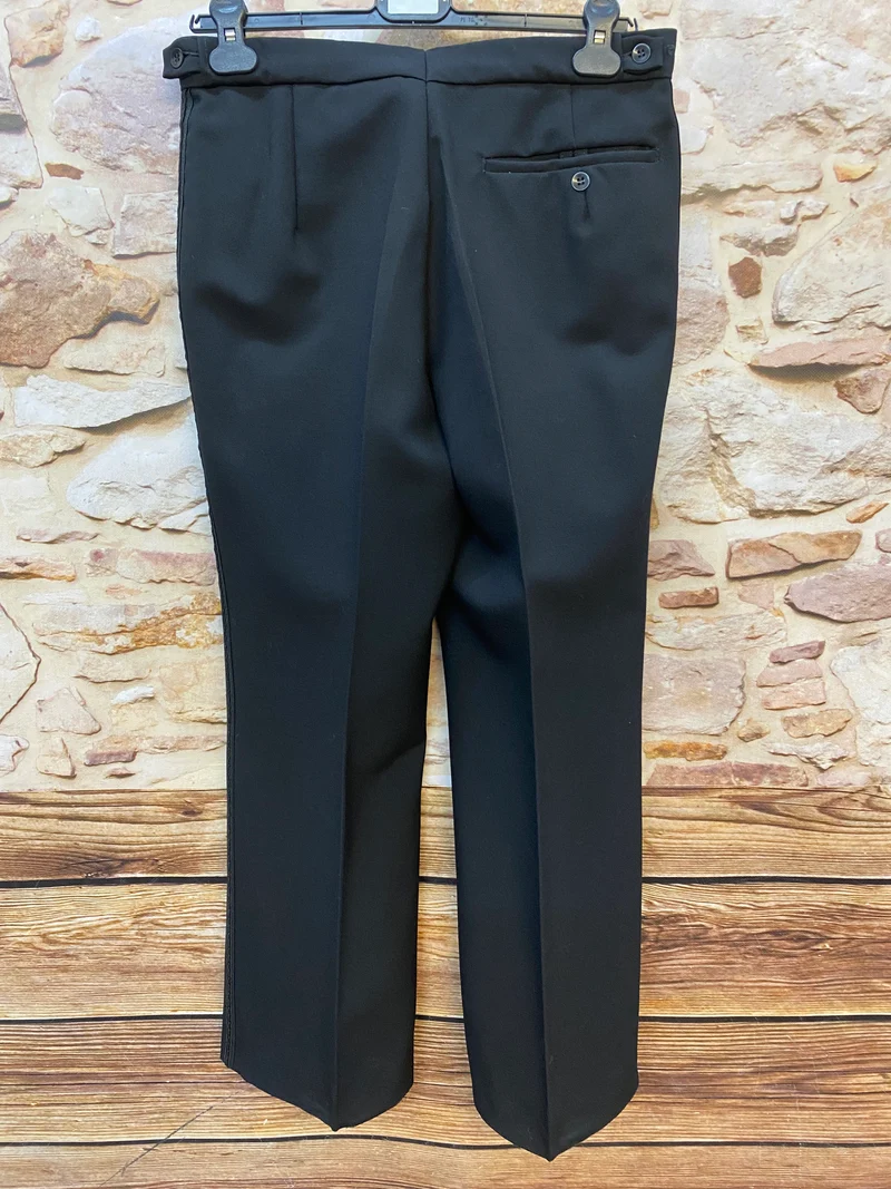 Vintage Smokinghose Herren Schwarz – Schurwolle mit Grosgrain-Detail