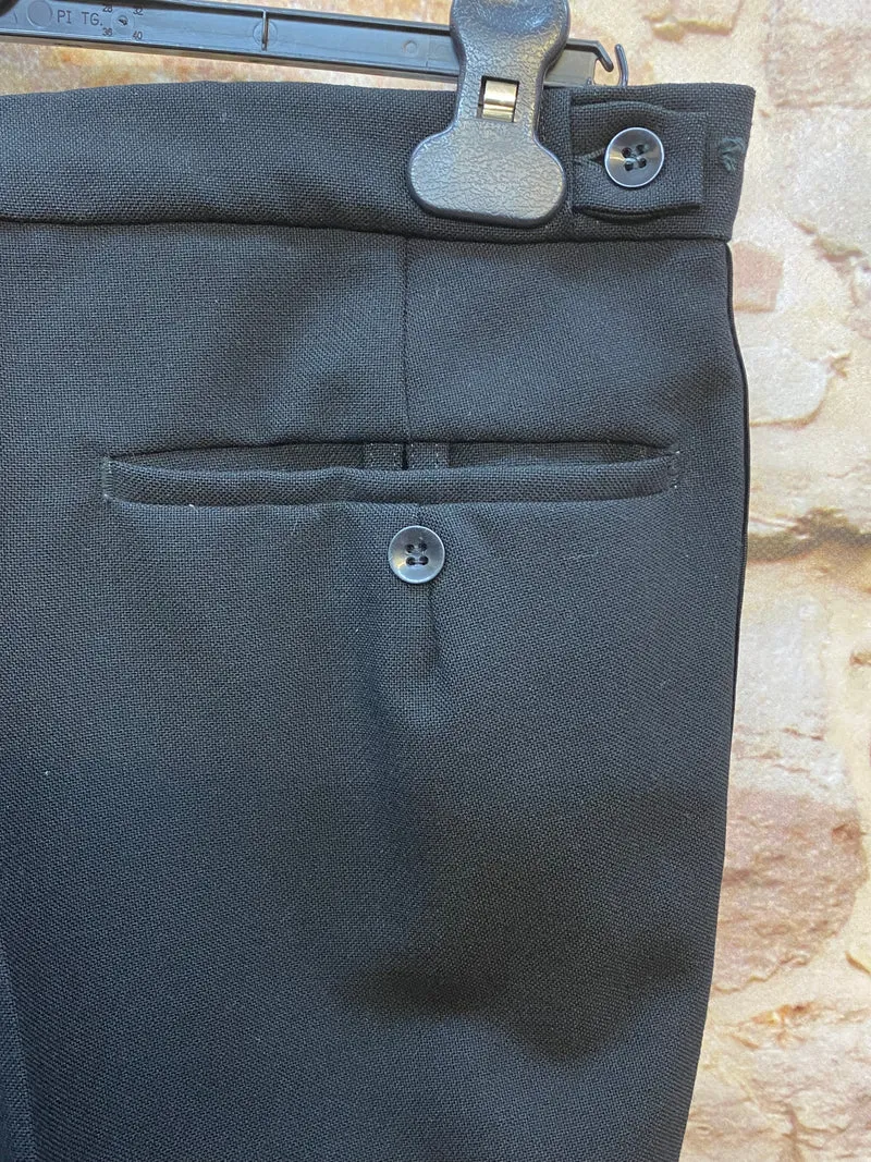 Vintage Smokinghose Herren Schwarz – Schurwolle mit Grosgrain-Detail