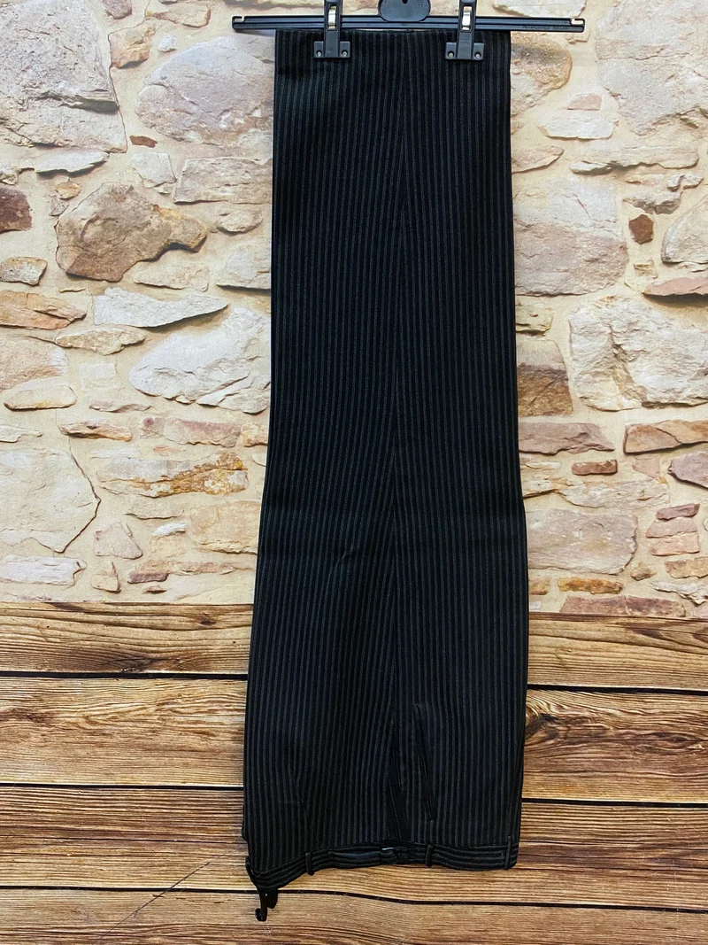 Vintage Stresemannhose Herren 1940er–1950er – Schwarz Grau Nadelstreifen Wolle Gr. 52