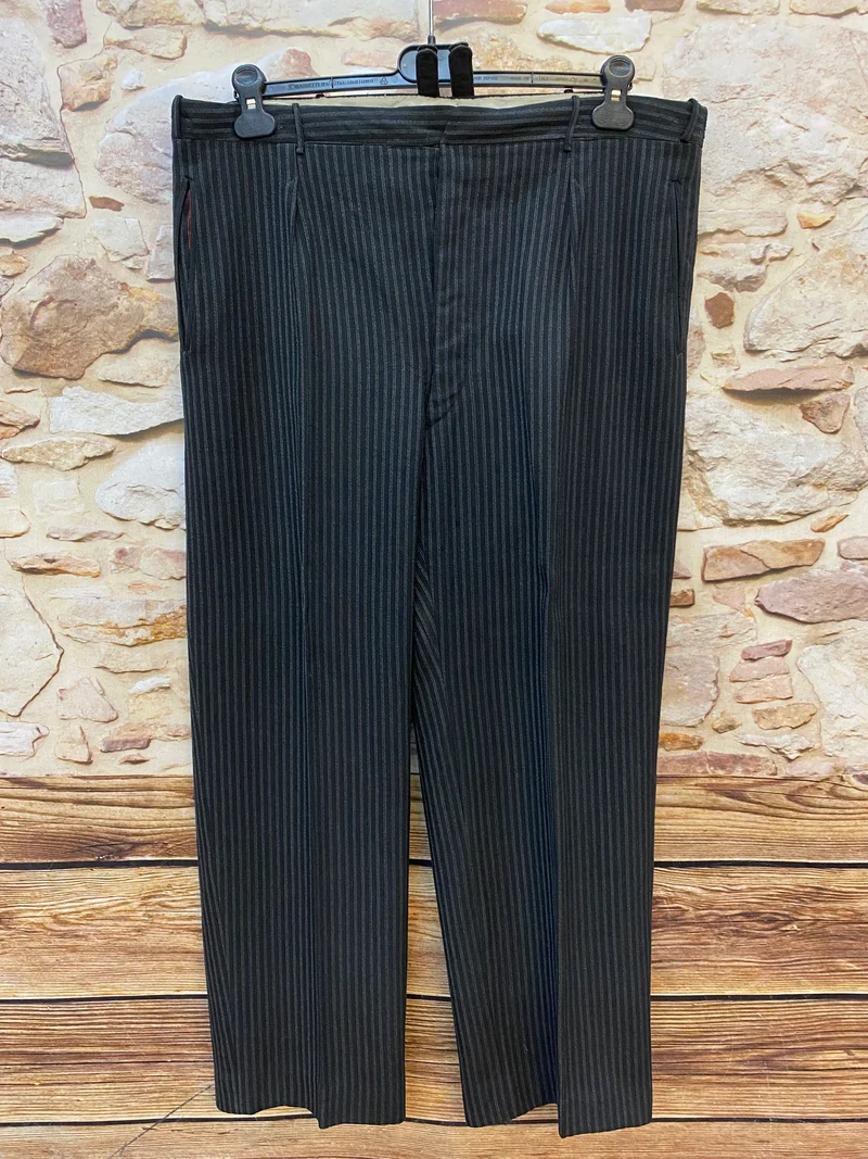 Vintage Stresemannhose Herren 1940er–1950er – Schwarz Grau Nadelstreifen Wolle Gr. 52