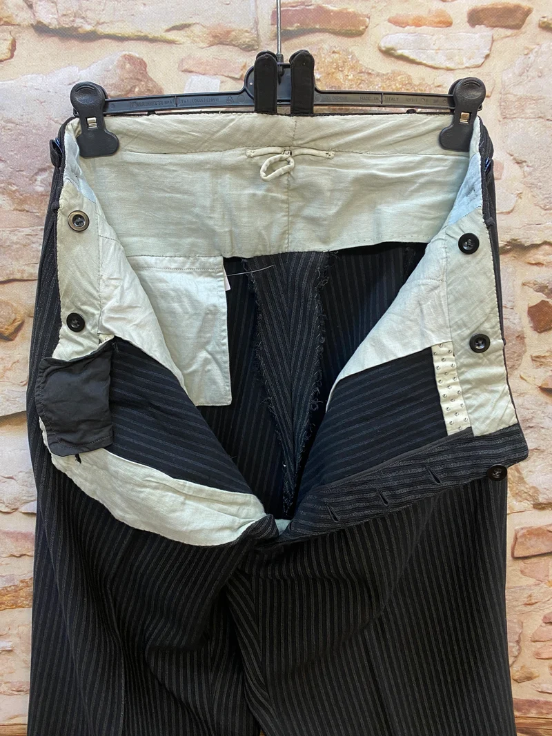 Vintage Stresemannhose Herren 1940er–1950er – Schwarz Grau Nadelstreifen Wolle Gr. 52