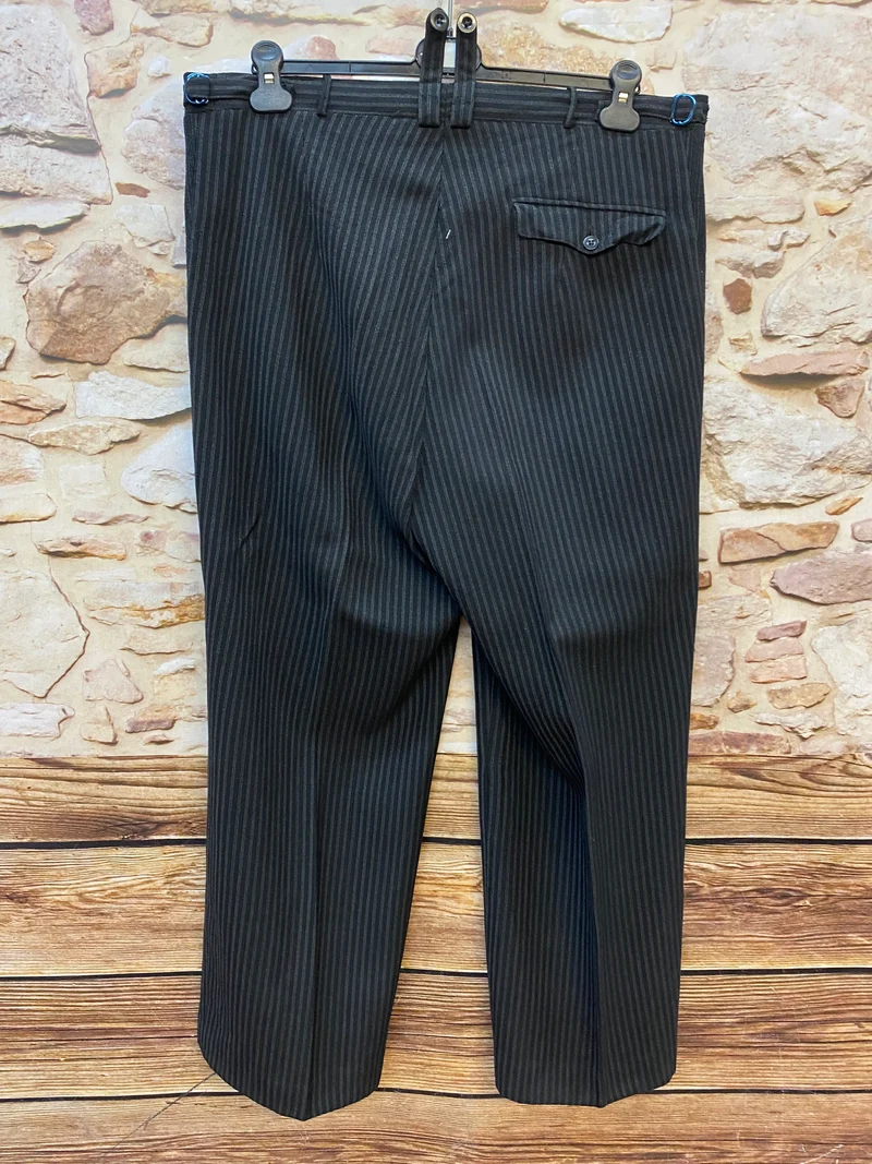Vintage Stresemannhose Herren 1940er–1950er – Schwarz Grau Nadelstreifen Wolle Gr. 52