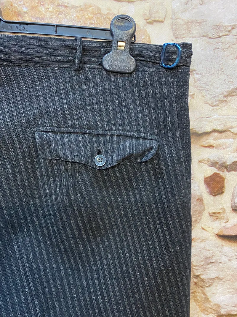 Vintage Stresemannhose Herren 1940er–1950er – Schwarz Grau Nadelstreifen Wolle Gr. 52