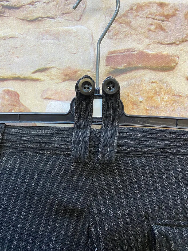 Vintage Stresemannhose Herren 1940er–1950er – Schwarz Grau Nadelstreifen Wolle Gr. 52