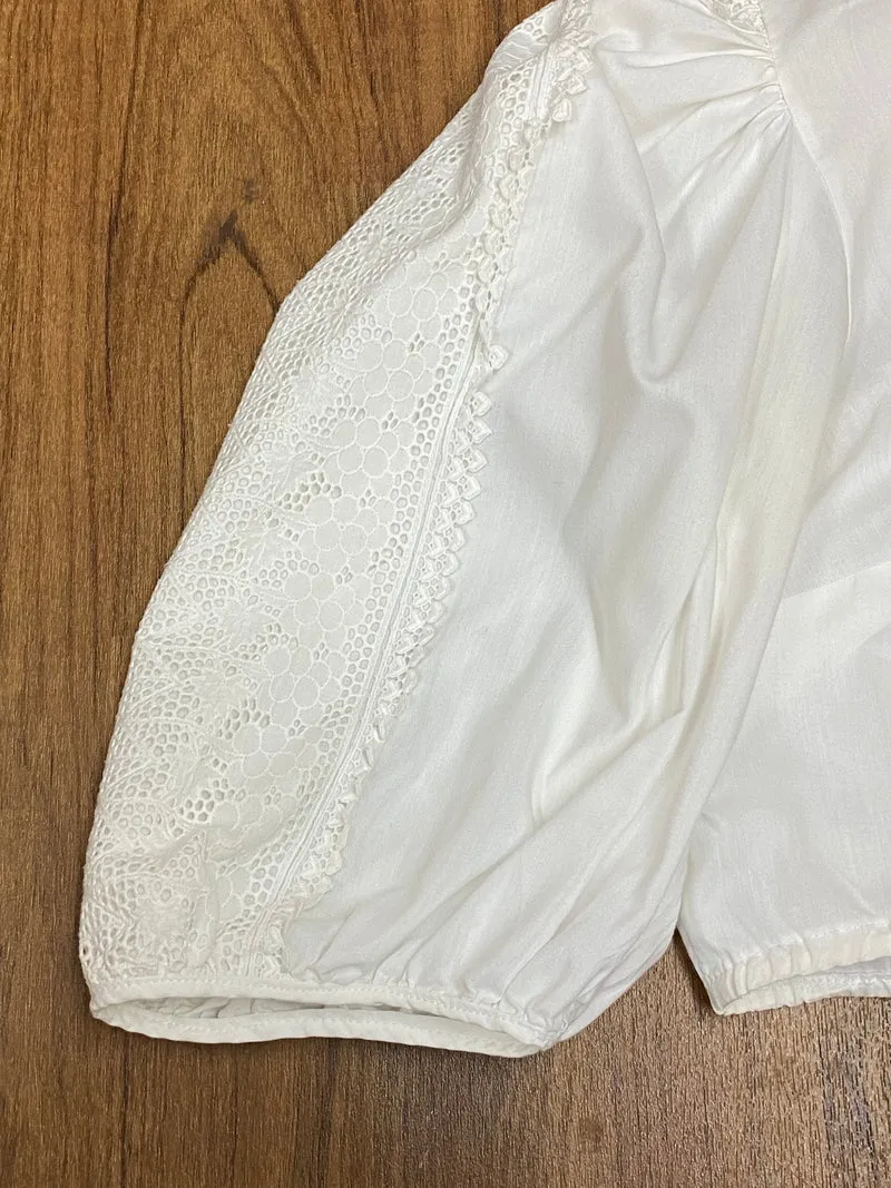 Vintage Dirndlbluse weiß - 1980er Jahren, Gr.46