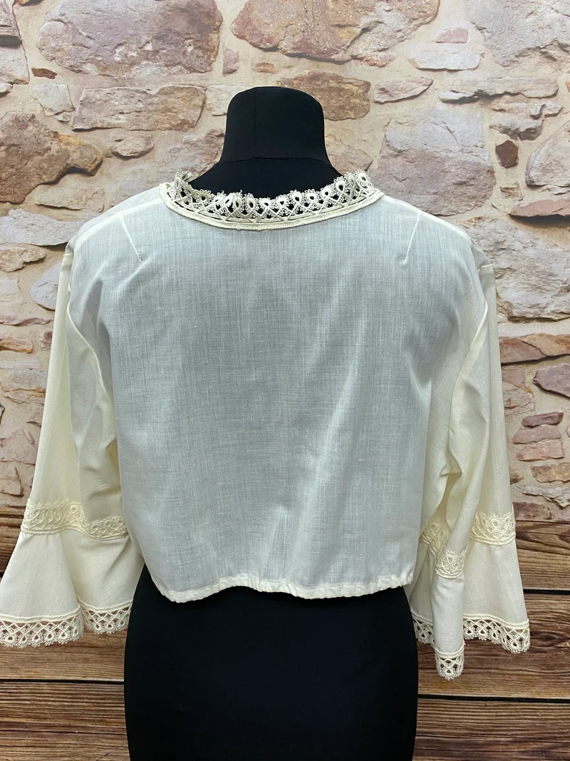 Vintage Dirndlbluse creme - 1970er Jahre, Gr.48