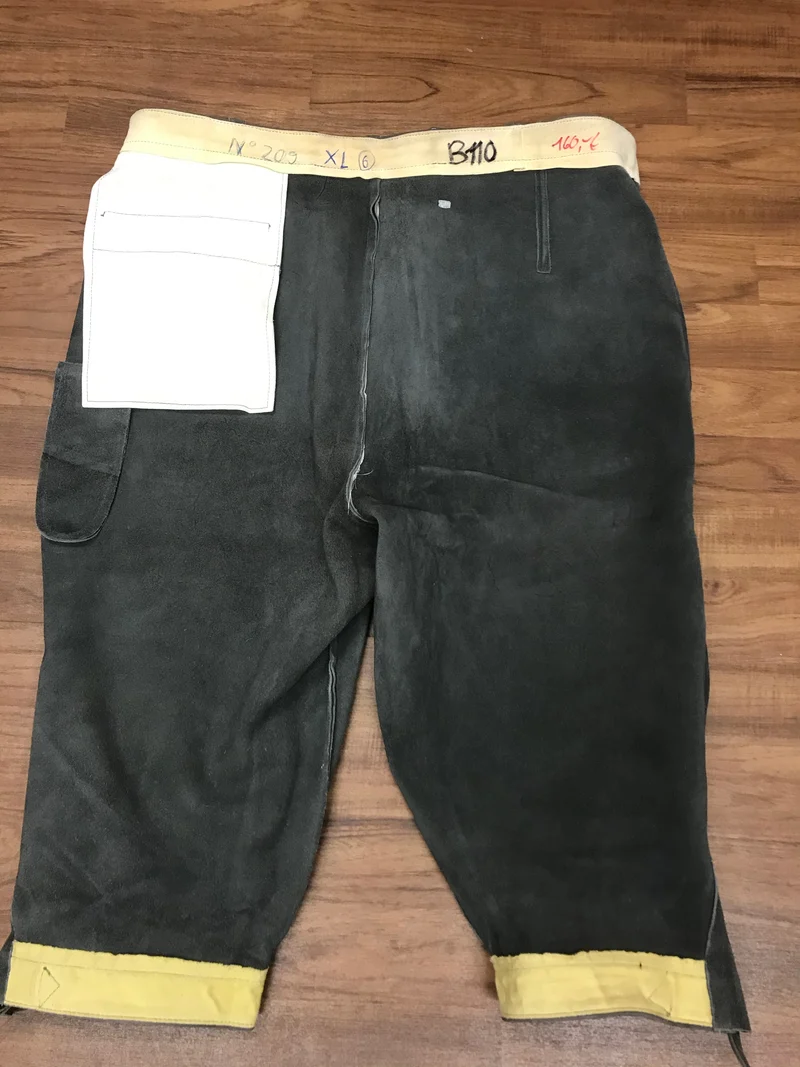 Vintage Kniebundlederhose Herren ca. Größe 60 Grau Echtleder 80er 90er