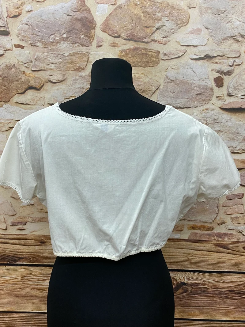Vintage Dirndlbluse weiß - 1970er Jahren, Gr.46