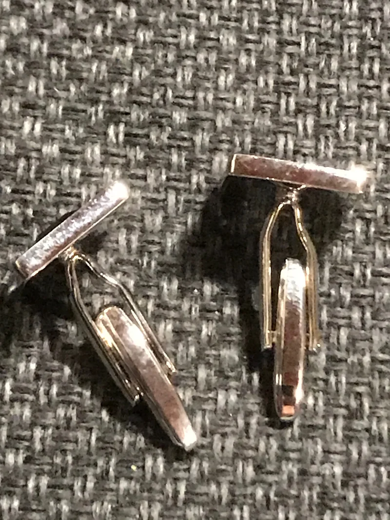 Vintage Manschettenknöpfe Silber mit schwarzem Stein – elegante Herren Accessoires