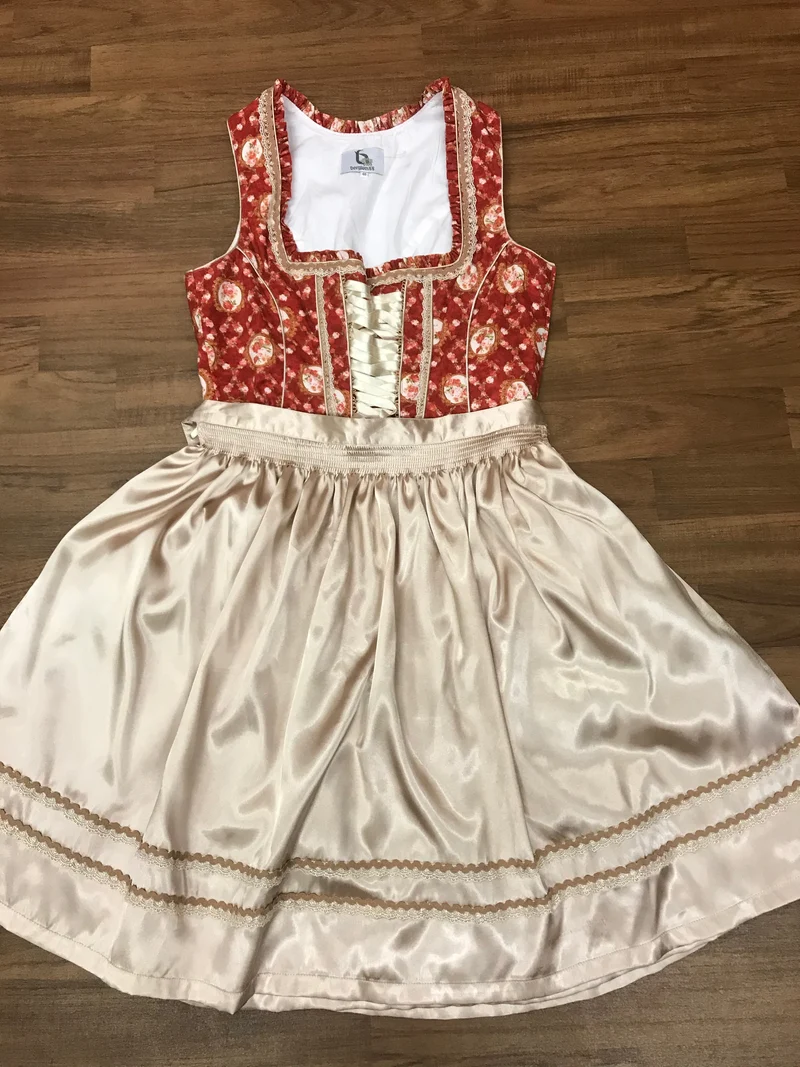 Dirndl rot beige - ohne Bluse - Bergweiss Gr. 40