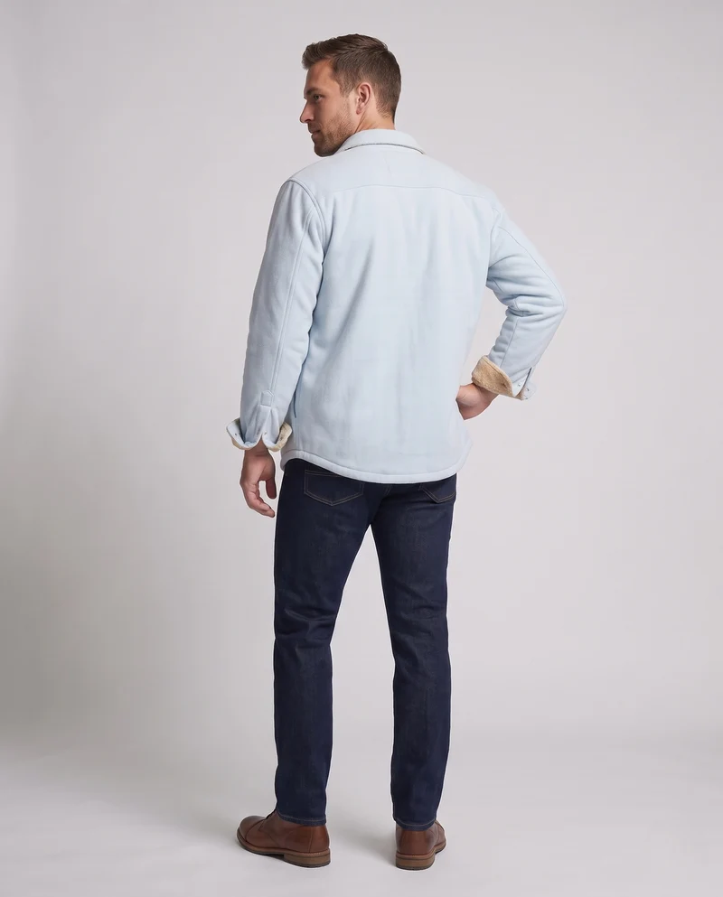 Herren Wärmegefüttertes Hemdjacke-Overshirt aus Baumwolltwill mit Plüschfutter Nord Taschen