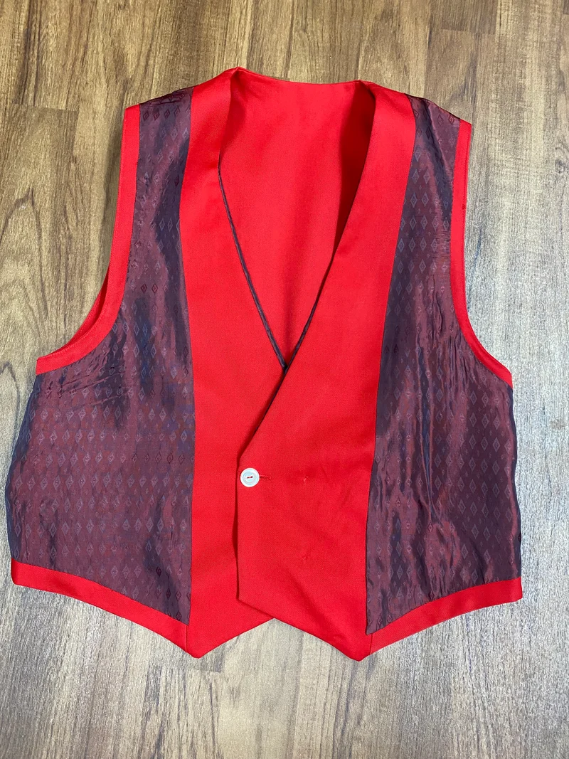 Vintage Weste rot zweireihig Revers Gr. 44