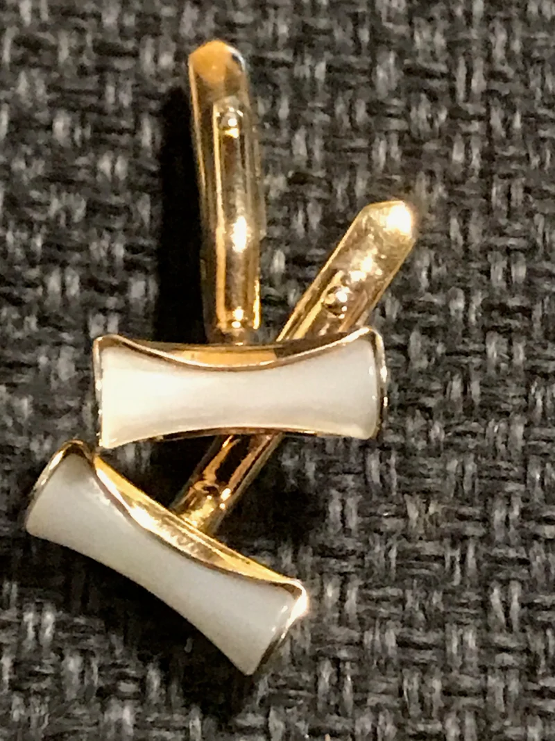 Vintage Manschettenknöpfe Gold mit Perlmutt – elegante schmale Herren Accessoires