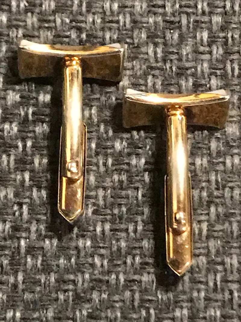 Vintage Manschettenknöpfe Gold mit Perlmutt – elegante schmale Herren Accessoires