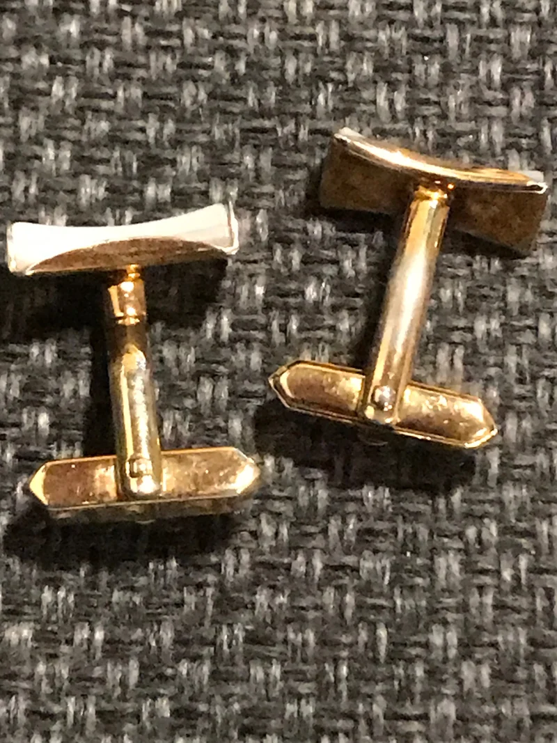 Vintage Manschettenknöpfe Gold mit Perlmutt – elegante schmale Herren Accessoires