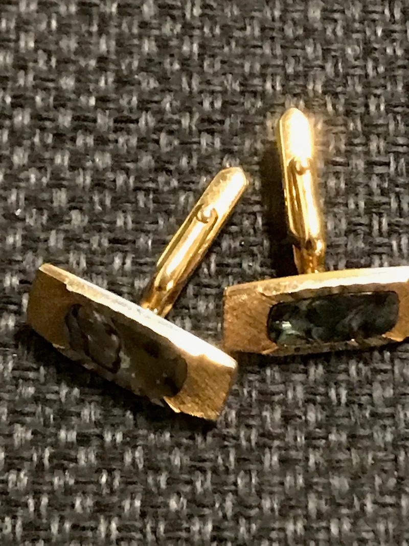 Vintage Manschettenknöpfe Gold rechteckig mit Stein – elegante Herren Accessoires