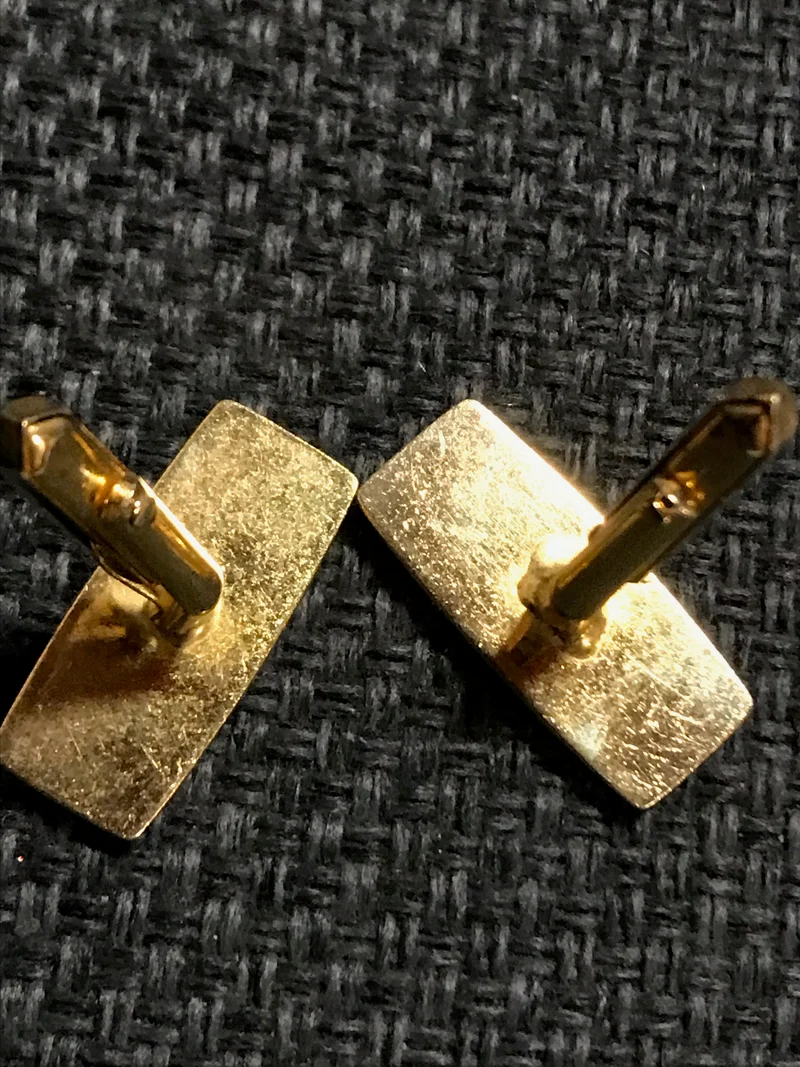 Vintage Manschettenknöpfe Gold rechteckig mit Stein – elegante Herren Accessoires