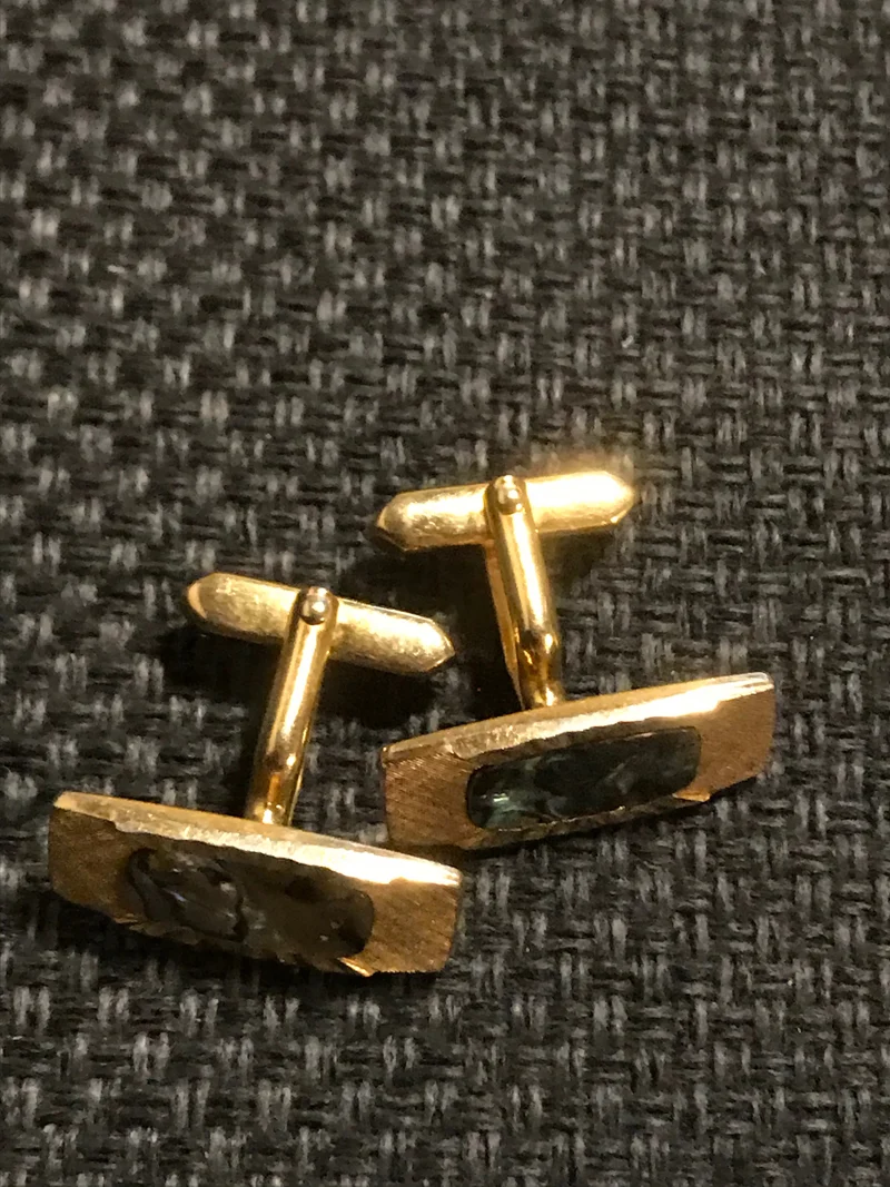 Vintage Manschettenknöpfe Gold rechteckig mit Stein – elegante Herren Accessoires