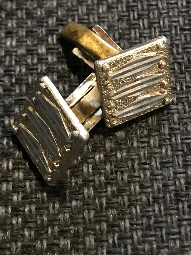 Vintage Manschettenknöpfe Gold Silber Quadrat 16 mm – elegante Herren Accessoires