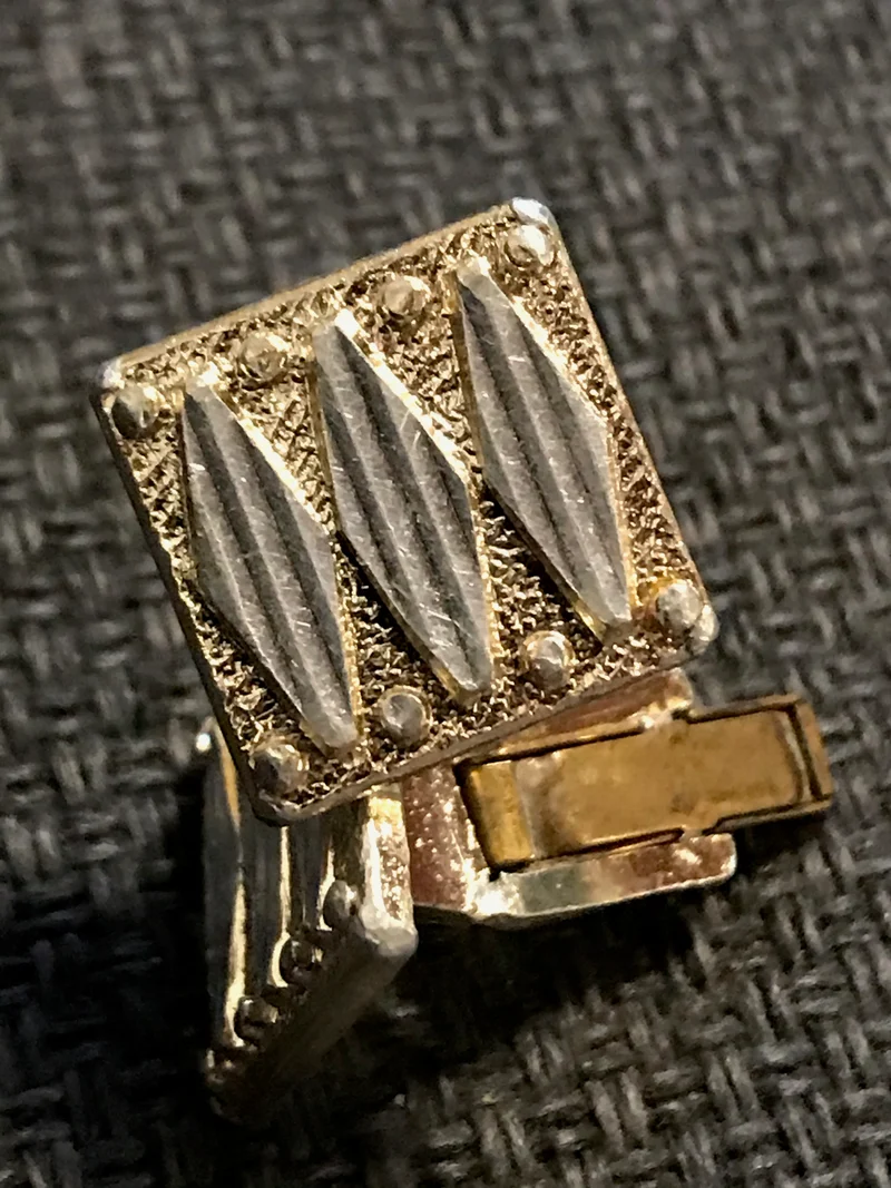 Vintage Manschettenknöpfe Gold Silber Quadrat 16 mm – elegante Herren Accessoires