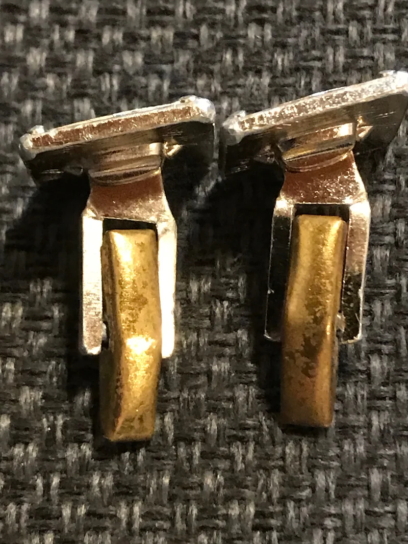 Vintage Manschettenknöpfe Gold Silber Quadrat 16 mm – elegante Herren Accessoires