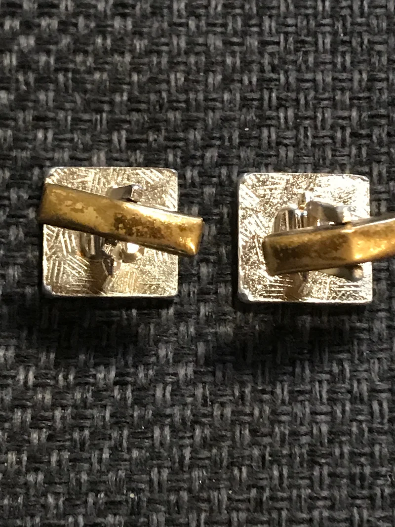 Vintage Manschettenknöpfe Gold Silber Quadrat 16 mm – elegante Herren Accessoires