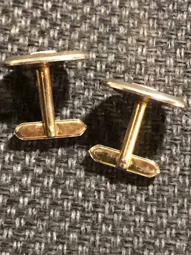 Vintage Manschettenknöpfe Gold mit Perlmutt – elegante Herren Accessoires im Retro Stil