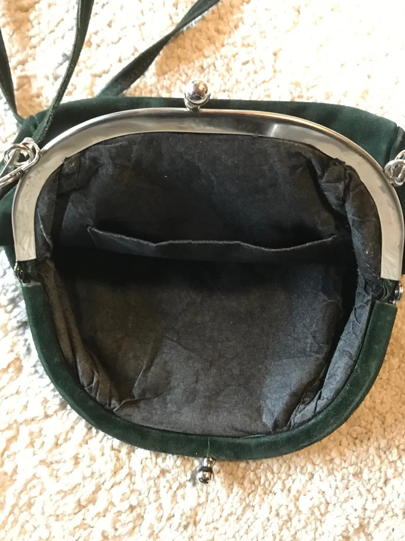 Vintage Trachtentasche dunkelgrün -Wildleder