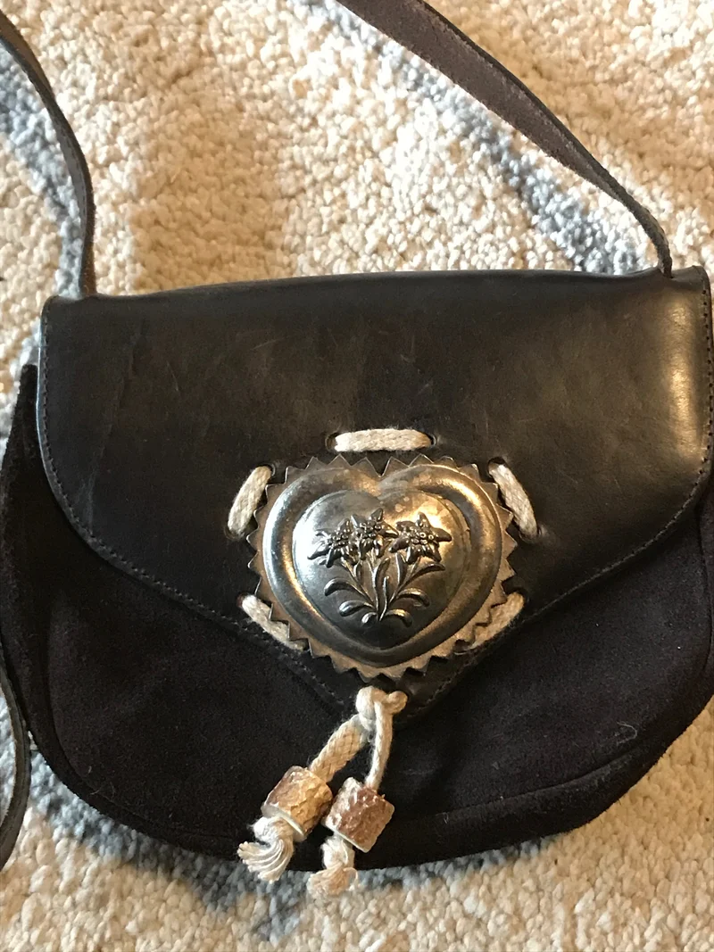 Vintage Trachtentasche braun - Ziegenveloursleder