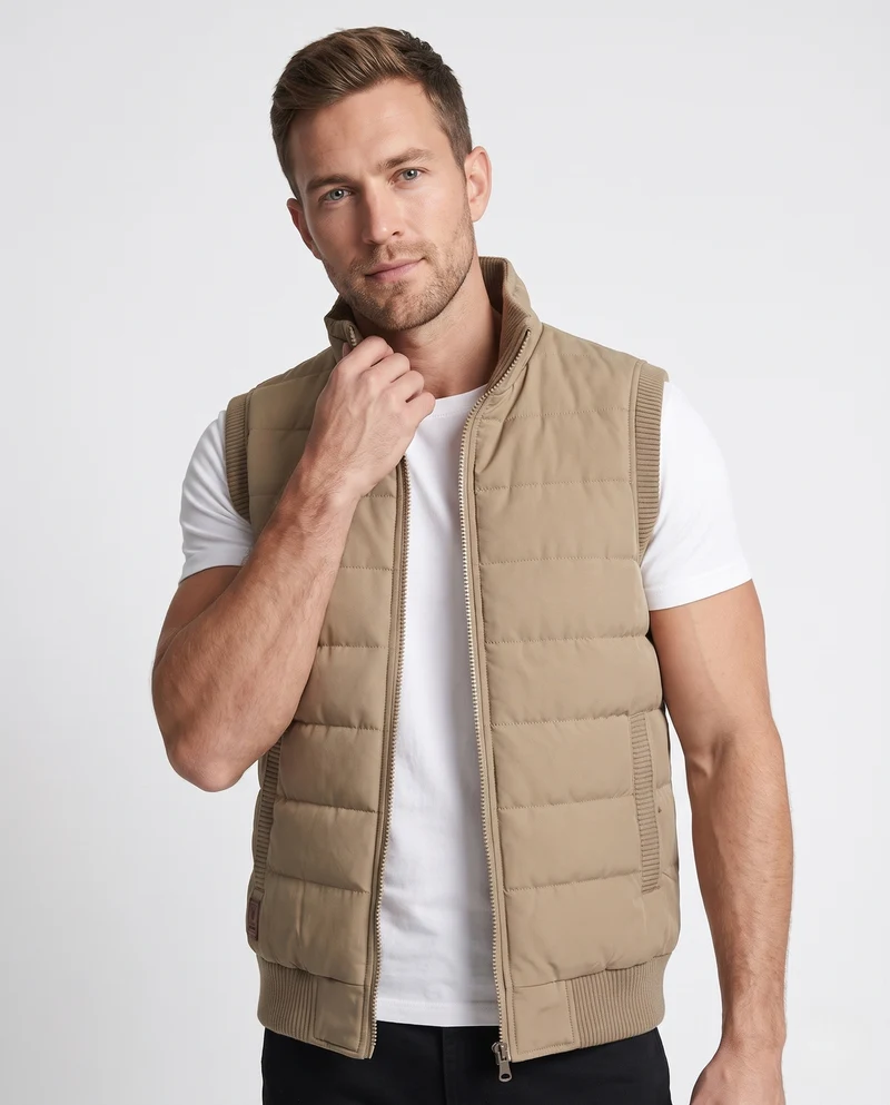 Herren Ärmellose Thermo‑Steppweste mit extra dicker Teddyfleece‑Innenlage und Windschutzkragen Nord Taschen