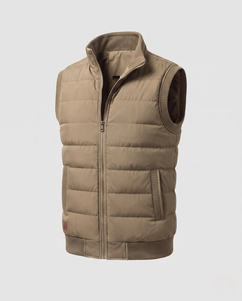 Herren Ärmellose Thermo‑Steppweste mit extra dicker Teddyfleece‑Innenlage und Windschutzkragen Nord Taschen