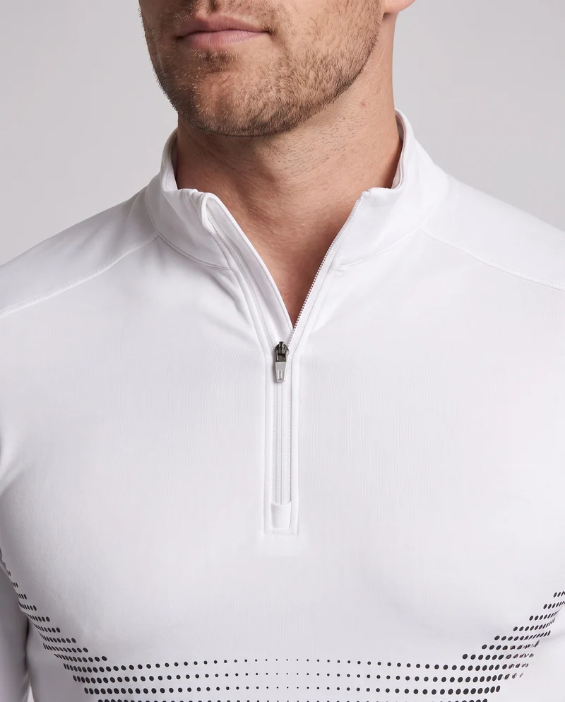 Herren Atmungsaktives Kompressions-Langarm-Trainingsshirt mit Halb-Reißverschluss und Belüftungszonen Nord Taschen