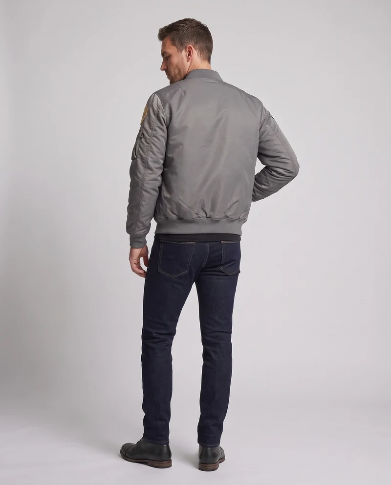 Herren Bomberjacke im Military-Stil mit Stick- und Patch-Details Nord Taschen