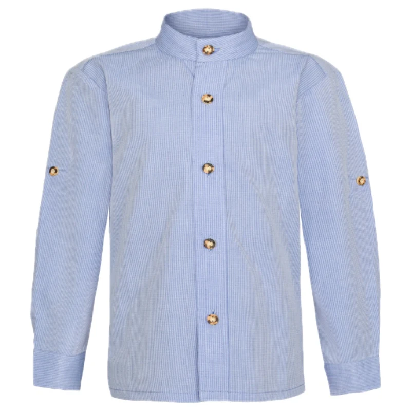 Herren Trachtenhemd blau mit Stehkragen
