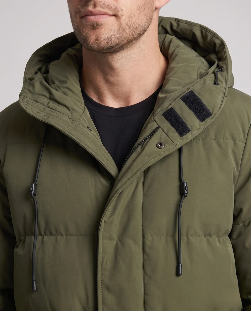 Herren Langer Steppparka mit wasserabweisender Außenhülle und Tunnelzugkapuze Nord Taschen