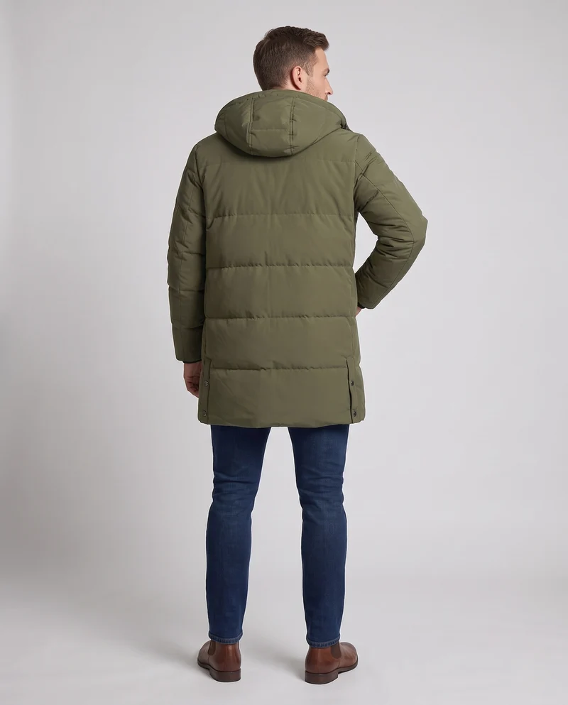 Herren Langer Steppparka mit wasserabweisender Außenhülle und Tunnelzugkapuze Nord Taschen