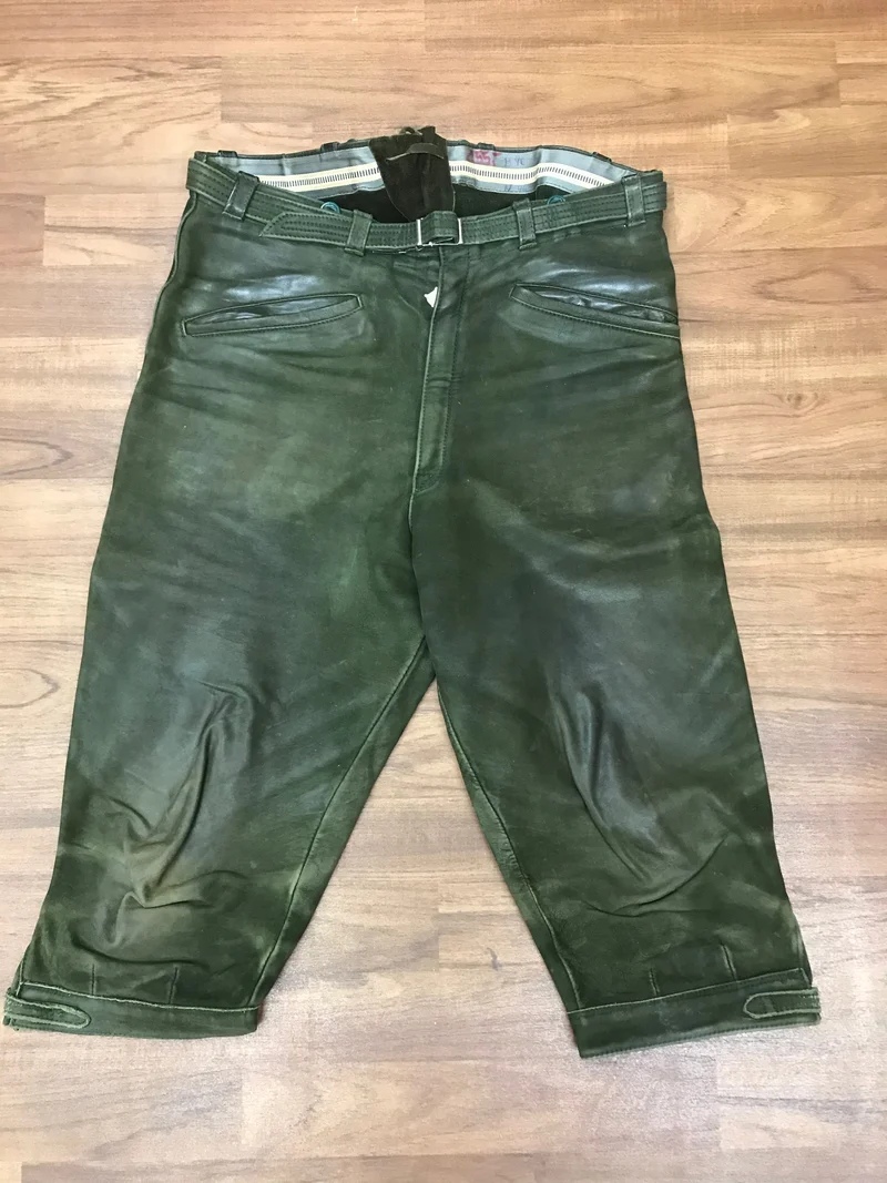 Trachtenlederhose - Kniebund – Herren | Bundweite 46 cm | Mit Messertasche | Vintage Made in Germany