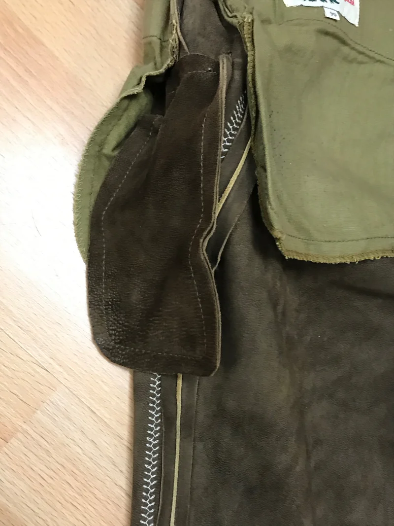 Vintage Trachten Lederhose Kniebund Distler – dunkelbraun, bestickt, Größe 50