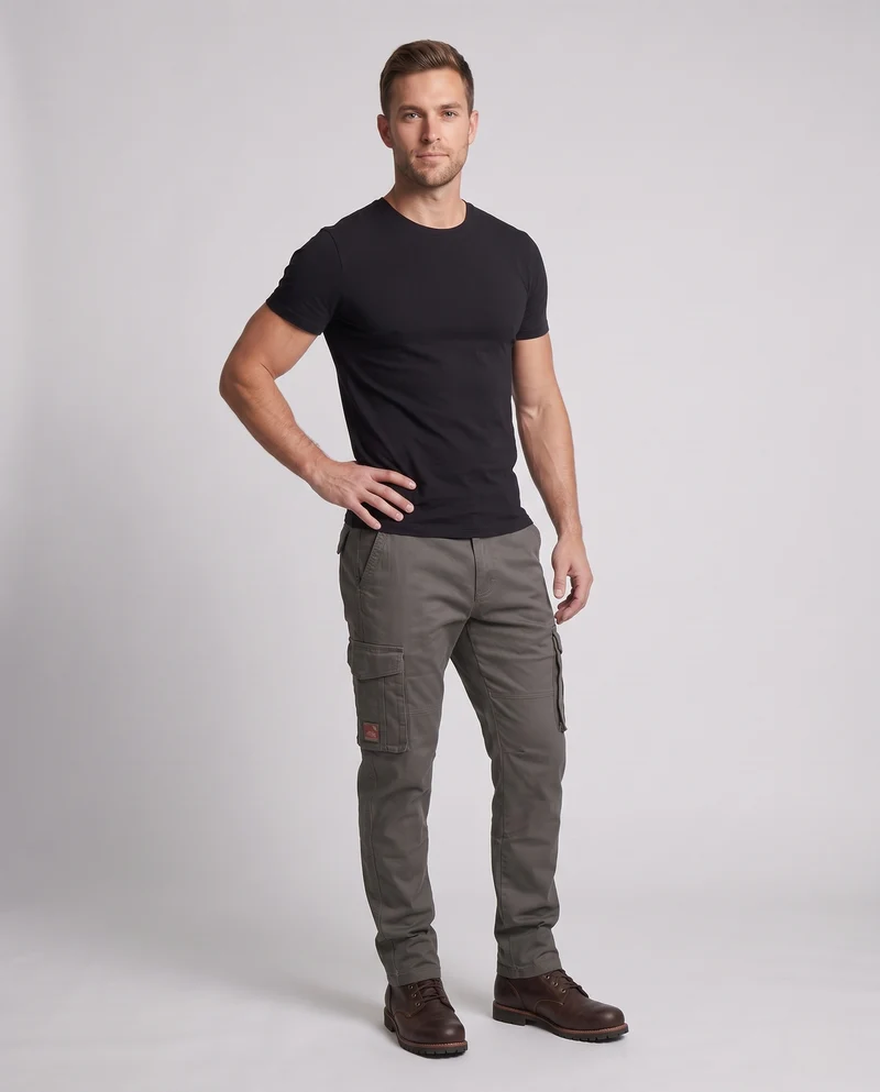 Herren Cargohose Slim-Fit Baumwoll-Canvas mit verstärkten Knien und Multifunktionstaschen Nord Taschen