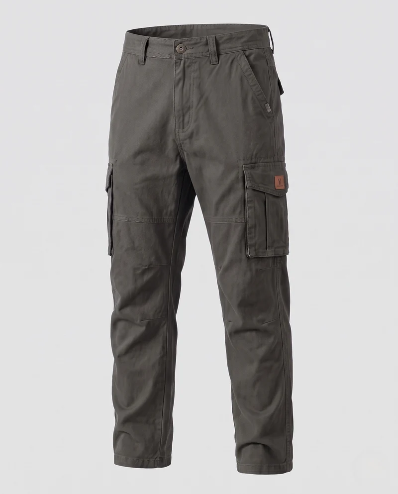 Herren Cargohose Slim-Fit Baumwoll-Canvas mit verstärkten Knien und Multifunktionstaschen Nord Taschen